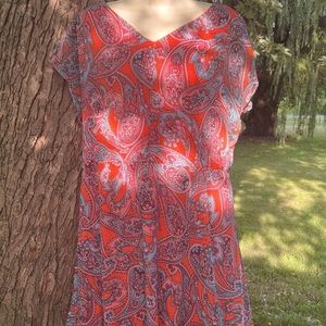 Limited orange and blue knee length dress XL